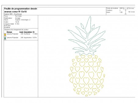 Instant download machine embroidery design pineapple heart
