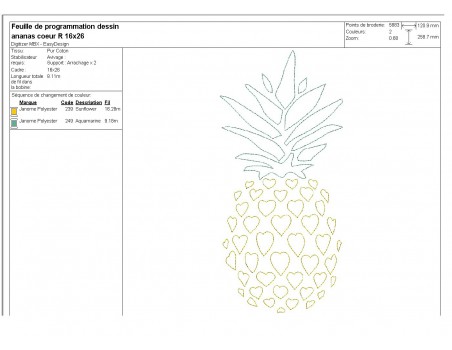Instant download machine embroidery design pineapple heart