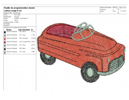 Motif de broderie machine  voiture