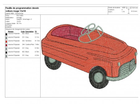 Motif de broderie machine  voiture