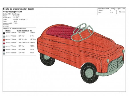 Motif de broderie machine  voiture