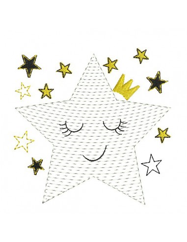 Instant download machine embroidery crowned star