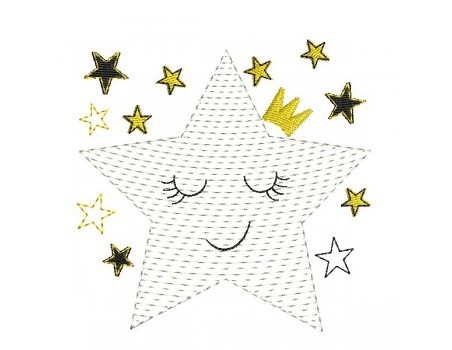 Instant download machine embroidery crowned star