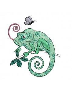 Motif de broderie machine Caméléon
