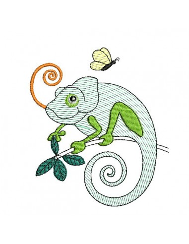 Motif de broderie machine Caméléon en mylar