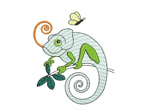 Motif de broderie machine Caméléon en mylar