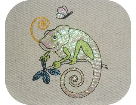 Motif de broderie machine Caméléon en mylar