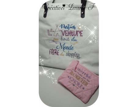 Motif de broderie machine texte humour banquier