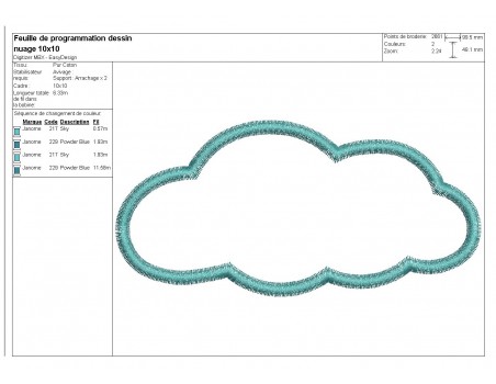 motif de broderie machine appliqué  nuage