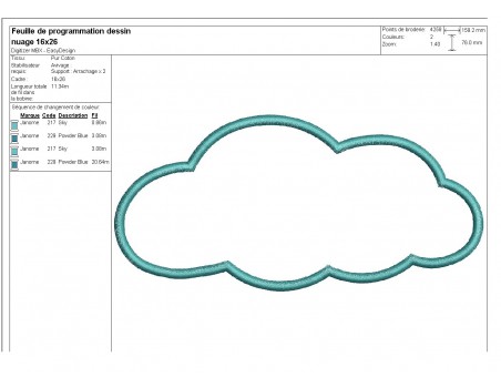 motif de broderie machine appliqué  nuage