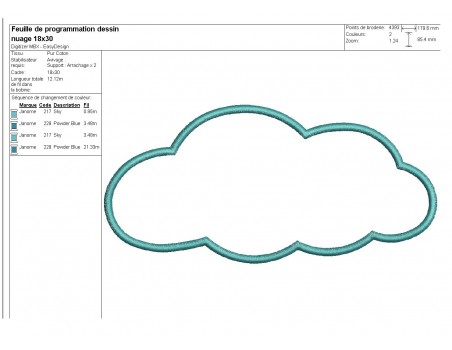 motif de broderie machine appliqué  nuage