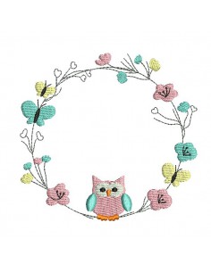 Motif de broderie machine cadre chouette