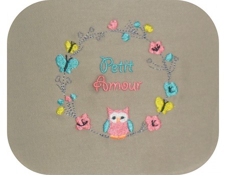 Motif de broderie machine cadre chouette