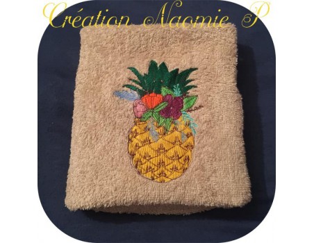 Instant download machine embroidery design mylar pineapple flowers