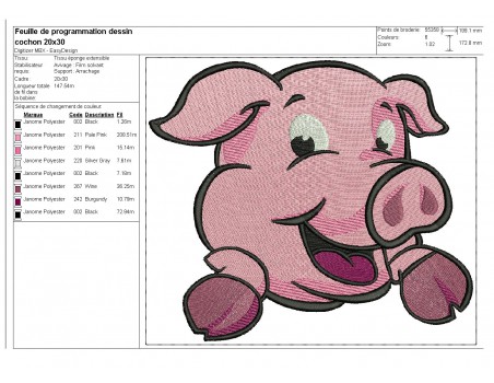 embroidery design applique pig