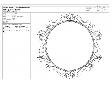 Embroidery design oval frame