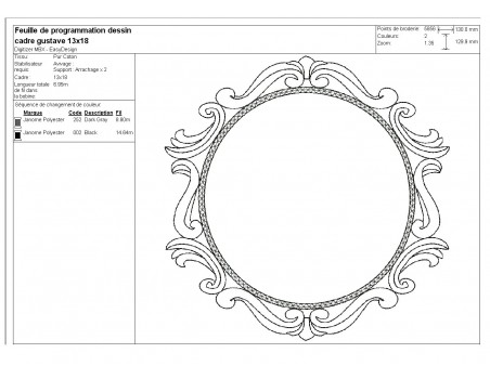 Embroidery design oval frame