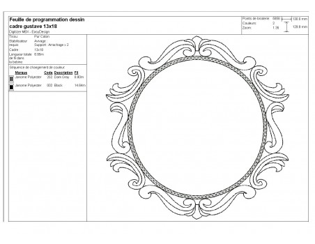 Motif de broderie machine cadre gustave