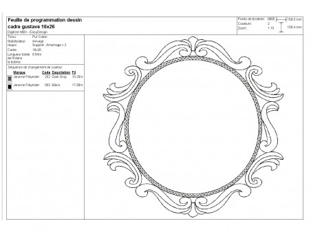 Embroidery design oval frame