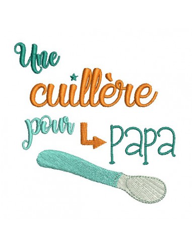 Motif de broderie texte Une cuillère pour Papa