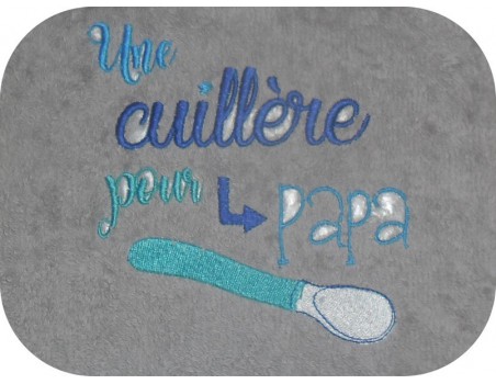 Motif de broderie texte Une cuillère pour Papa