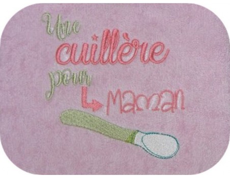 Motif de broderie texte Une cuillère pour maman