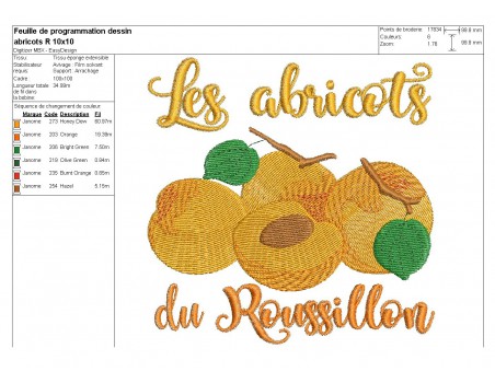 Motif de broderie machine abricots