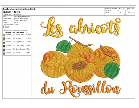 Motif de broderie machine abricots