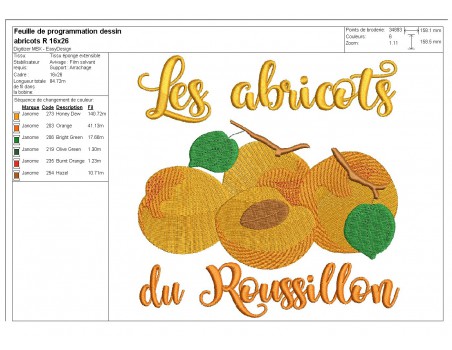 Motif de broderie machine abricots