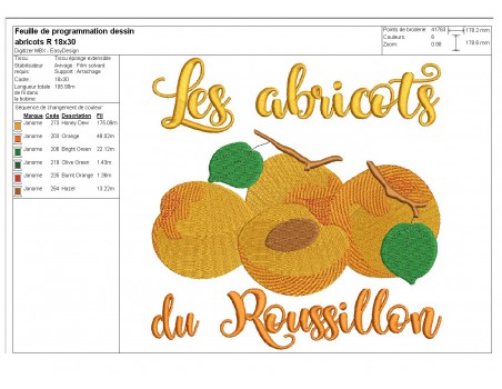 Motif de broderie machine abricots