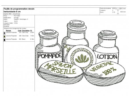 embroidery design bottles parfum