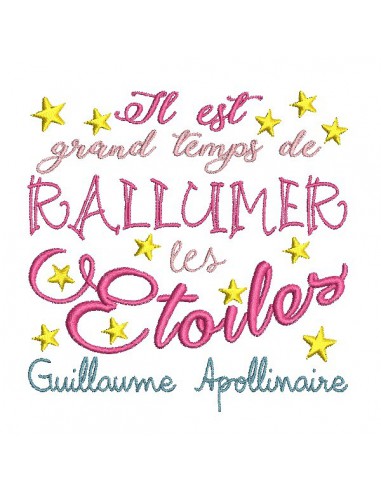 Motif de broderie machine Citation Rallumer les étoiles