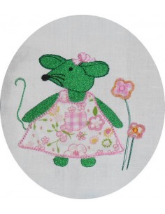 Motif de broderie souris verte