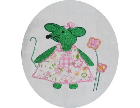 Motif de broderie souris verte