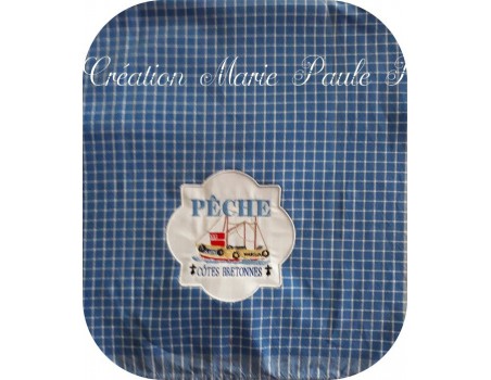 Motif de broderie  machine bateau pêche