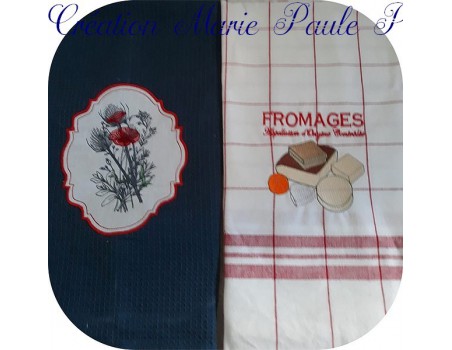 Motif de broderie machine  coquelicots et fleurs champêtres