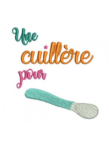 Motif de broderie texte Une cuillère   personnalisable