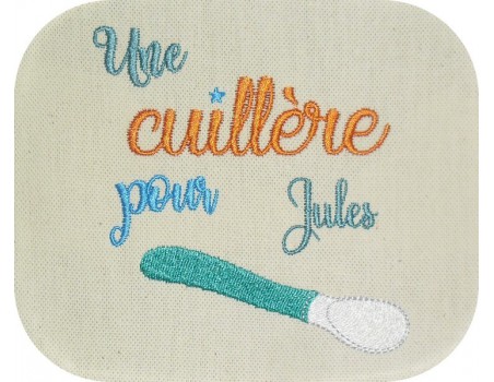 Motif de broderie texte Une cuillère   personnalisable