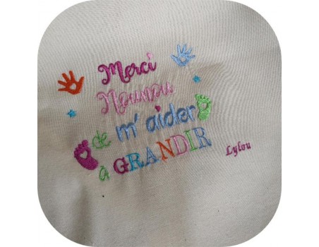 Motif de broderie texte  merci nounou