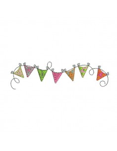 Motif de broderie machine guirlande de fanions multicolores