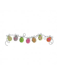 Motif de broderie machine guirlande d'oeufs multicolores