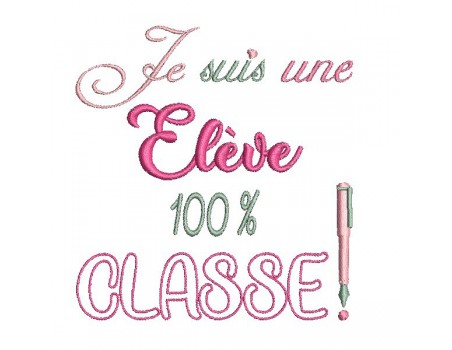 Motif de broderie une élève classe