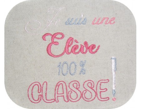 Motif de broderie une élève classe