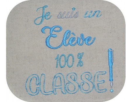 Motif de broderie un élève classe