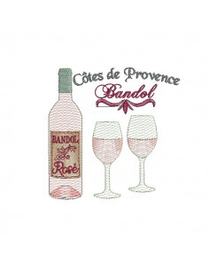 Motif de broderie machine  vin rosé de Provence