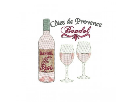 Motif de broderie machine  vin rosé de Provence