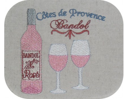 Motif de broderie machine  vin rosé de Provence