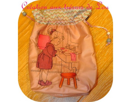 Instant download machine embroidery design vintage kids cooking
