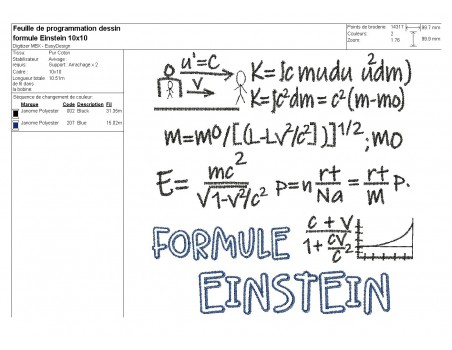 Embroidery design  formula einstein