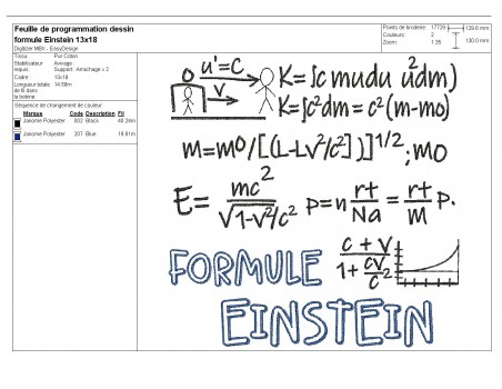 Embroidery design  formula einstein